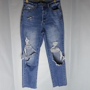 BDG Destroyed Mom/ Boyfriend Cropped High Rise 100% Cotton Jean Size 24